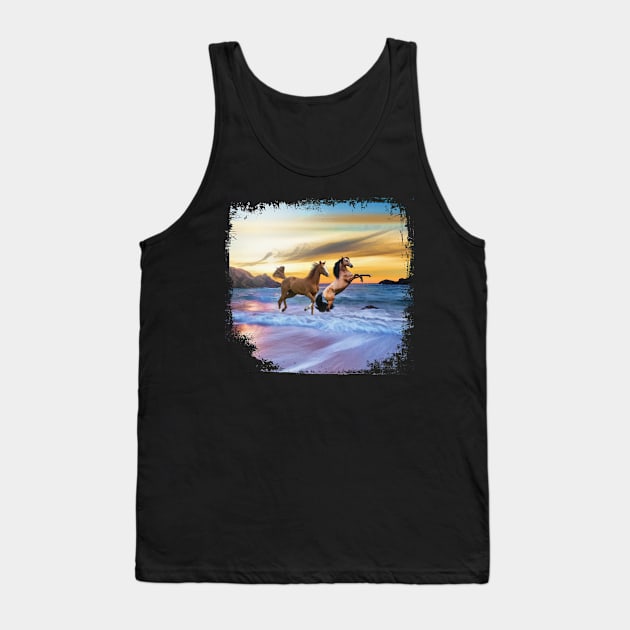 Horses On A Beach At Sunset Tank Top by PhotoArts